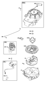 Flywheel, Ignition, And Starter Group Diagram and Parts List for 093J05-0173-F1 020000 - 09Z999 Briggs and Stratton Engine